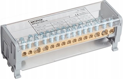 Attēls no MOREK Blok dystrybucyjno-rozdzielczy MOBLOCK 2-polowy 1000V 125A -15 2x35 + 2x25 + 11x6mm² TS35 MAB2126A18