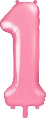 Изображение Party Deco Balon foliowy cyfra 1, jasnoróowy, 86 cm uniwersalny