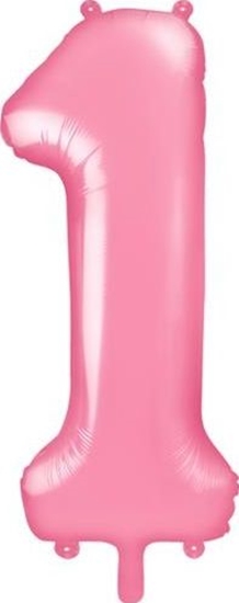Изображение Party Deco Balon foliowy cyfra 1, jasnoróowy, 86 cm uniwersalny