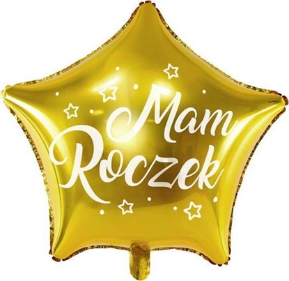 Изображение Party Deco Balon foliowy Gwiazdka - Mam Roczek, 48cm, zoty one size