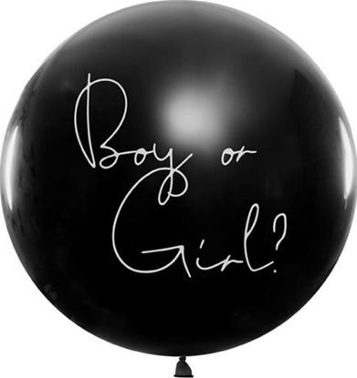 Изображение Party Deco Balon olbrzym z niebieskim konfetti, Gender Reveal, Boy or Girl, 1 m. uniwersalny