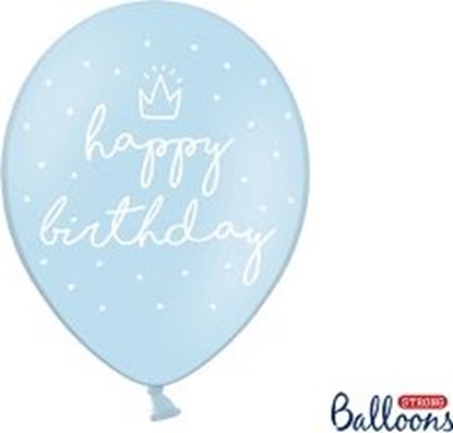 Изображение Party Deco Balony 30cm happy birthday Baby blue op.6szt