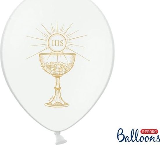 Picture of Party Deco Balony na Pierwsz Komuni, IHS, biae ze zotym nadrukiem, 30 cm, 6 szt. uniwersalny