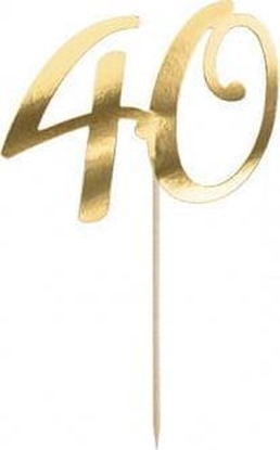 Изображение Party Deco Topper na tort "40", zoty, 20.5cm one size