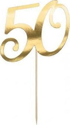 Изображение Party Deco Topper na tort "50", zoty, 20.5cm one size
