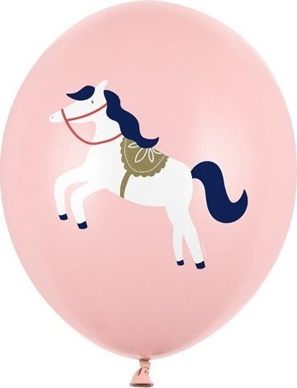 Picture of PartyDeco Balony lateksowe z nadrukiem konik 30cm pudrowy ró 6szt