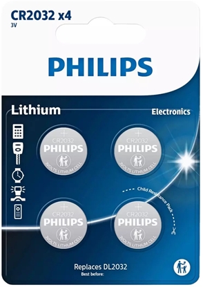 Picture of Philips baterie guzikowe lithium CR2032 4-pak - 2301962