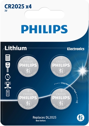 Picture of Philips PHILIPS knapcellebatteri lithium CR2025 4-pak - 2272839