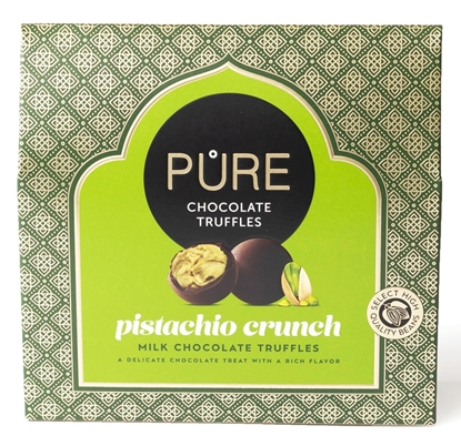 Picture of Piena šokolādes trifeles ar kraukšķīgu pistāciju krēma pildījumu 94g PURE