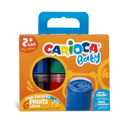 Attēls no Pirkstiņkrāsu komplekts bērniem CARIOCA BABY, 6 krāsas x 80 ml