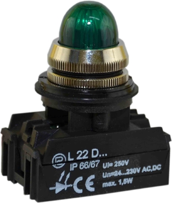 Изображение Promet Lampka sygnalizacyjna 22mm zielona 24 - 230V AC / DC (W0-LDU1-L22GD Z)