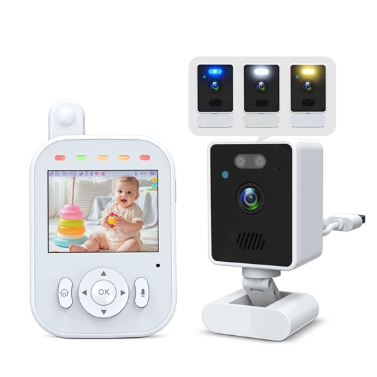 Изображение Riff BM2 mobilais Wi-Fi audio un video bērnu monitors ar 720p izšķirtspēju, 2,8 collu ekrānu