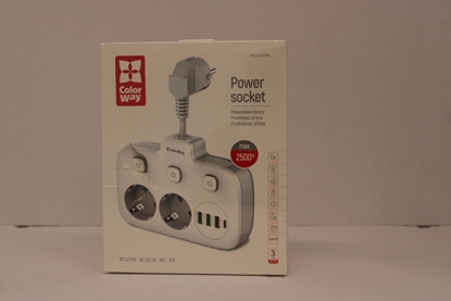 Изображение SALE OUT. ColorWay CW-CHE24PDW Power Socket: 2xEU plugs/3xUSB-A/1xUSB-C White 2.5M | ColorWay Power Socket | CW-CHE24PDW | DAMAGED PACKAGING