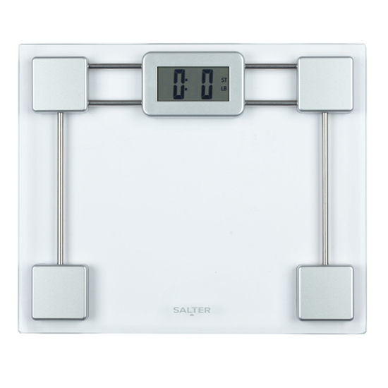 Picture of Salter 9081 SVFEU12 Glass Electronic Bathroom Scale, Silver/Transparent