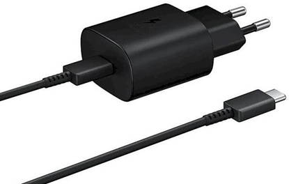 Attēls no Samsung EP-TA800EBE + EP-DA705BBE 25W Travel Charger + USB-C to USB-C Data Cable black (OOB Bulk)