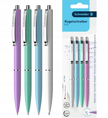 Изображение Schneider Dugopis automatyczny SCHNEIDER K15, M, 4 szt., blister, mix kolorów pastelowych