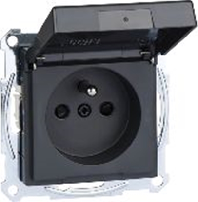 Изображение Schneider Electric Gniazdo wtykowe pojedyncze uziemienie klapa IP44 antracyt (MTN2514-0414)
