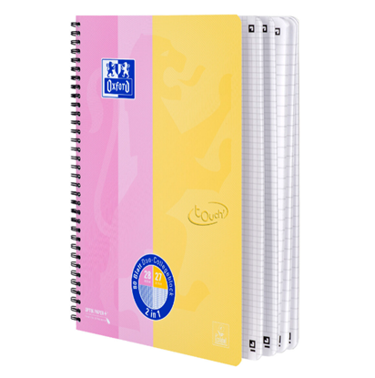 Picture of Spirālveida klade OXFORD TOUCH DUO, A4+, līnijās/rūtiņās, dažādās krāsās