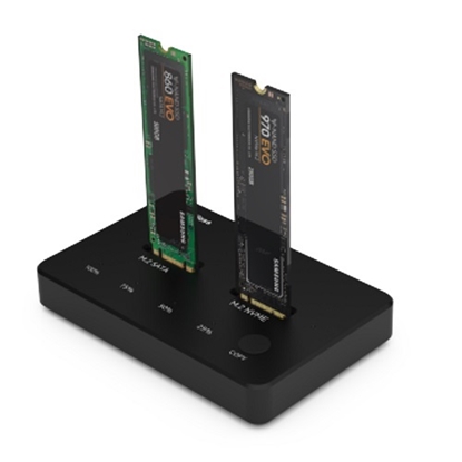 Attēls no SSD Dual Bays Docking Station M.2 NVME+SATA, USB-A, USB-C