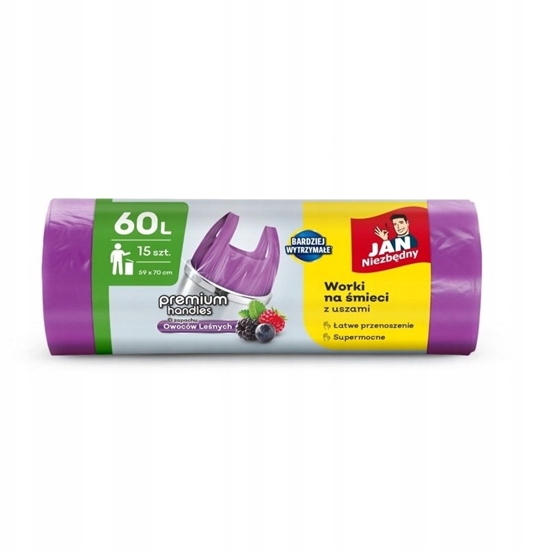 Picture of Staples JAN NIEZBDNY Worki na mieci HD z uszami 60 L - zapach owoców lenych 15 sztuk