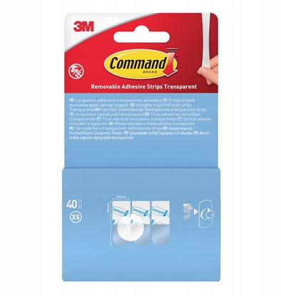 Изображение Staples Paski samoprzylepne COMMAND (17020), wymienne, mini, 40 szt., transparentne