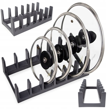Изображение Storage Solutions Stojak na Pokrywki i Talerze Czarny Organizer Szafka 6 szt. 28 cm VILDE