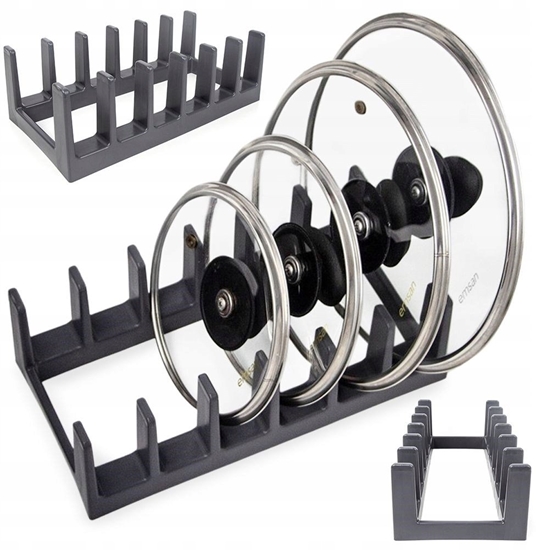 Изображение Storage Solutions Stojak na Pokrywki i Talerze Czarny Organizer Szafka 6 szt. 28 cm VILDE