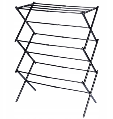 Изображение Suszarka na pranie Vilde Suszarka na pranie metalowa czarna pionowa rozsuwana 44.5-75x37.5x105cm VILDE 779105