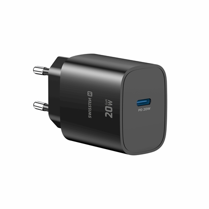Picture of Swissten Edge Travel Charger USB-C GaN 20W Black