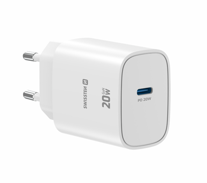 Picture of Swissten Edge Travel Charger USB-C GaN 20W White