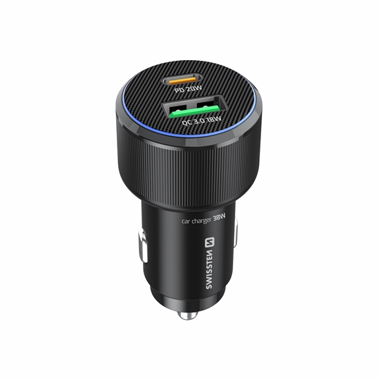 Изображение Swissten PD USB-C / USB Car Charger 38W with USB-C - USB-C Cable 1m