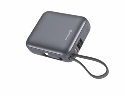 Изображение Swissten SPACE Power Bank Universal External Battery Built-in USB-C Cable 35W / 10000 mAh Silver