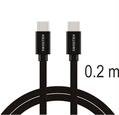 Изображение Swissten Textile Universal Quick Charge 3.1 USB-C / USB-C Data and Charging Cable 0.2m black