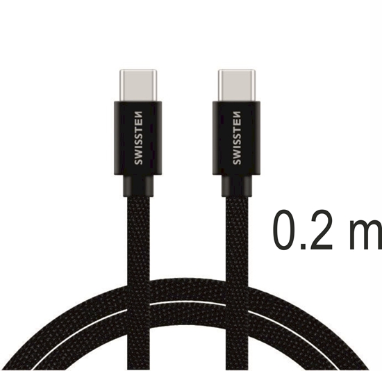 Picture of Swissten Textile Universal Quick Charge 3.1 USB-C / USB-C Data and Charging Cable 0.2m black