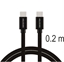 Изображение Swissten Textile Universal Quick Charge 3.1 USB-C / USB-C Data and Charging Cable 0.2m black
