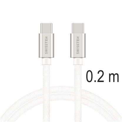 Изображение Swissten Textile Universal Quick Charge 3.1 USB-C / USB-C Data and Charging Cable 0.2m silver