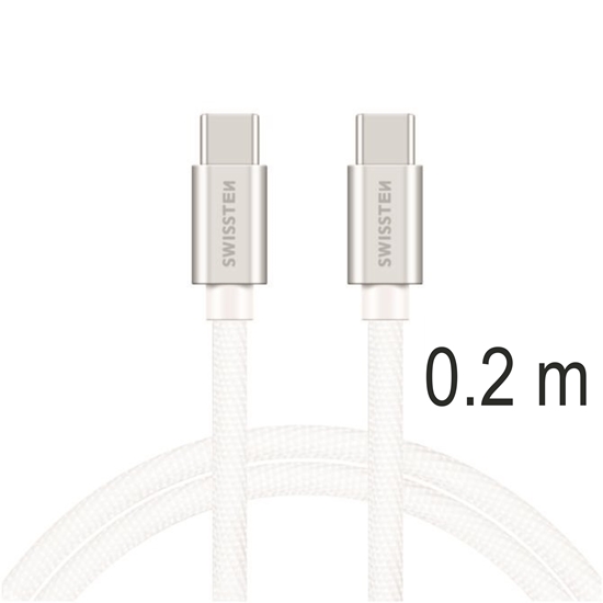 Picture of Swissten Textile Universal Quick Charge 3.1 USB-C / USB-C Data and Charging Cable 0.2m silver