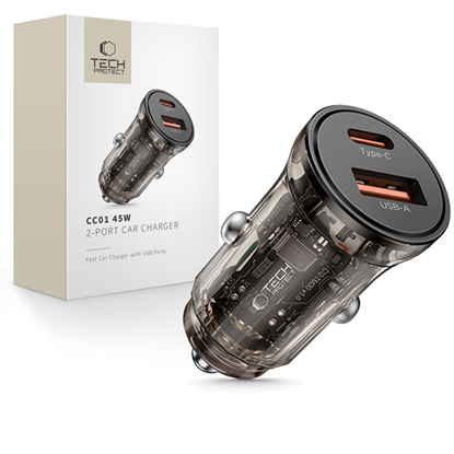 Изображение Tech-Protect CC01 45W 2-Port USB-A | USB-C Car Cha