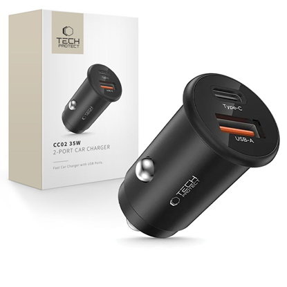 Изображение Tech-Protect CC02 35W Car Charger 2-Port USB-C | U