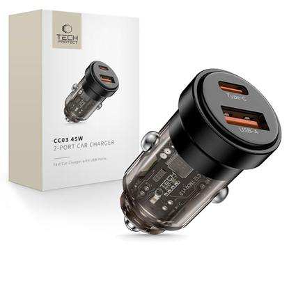 Изображение Tech-Protect CC03 45W 2-Port USB-A | USB-C Car Cha