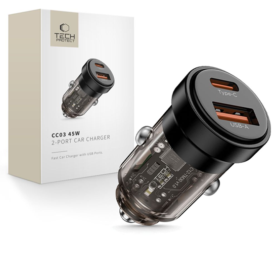 Picture of Tech-Protect CC03 45W 2-Port USB-A | USB-C Car Cha