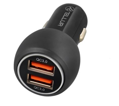 Изображение Tellur Dual USB Car Charger With QC 3.0, 6A black