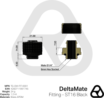 Attēls no Thermal Grizzly DeltaMate Fitting - ST16, schwarz