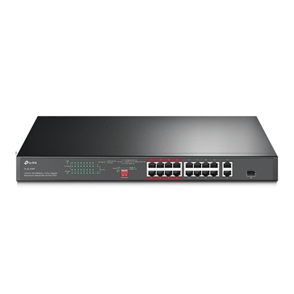 Изображение TP-LINK 16-Port 10/100 Mbps + 2-Port Gigabit Rackmount PoE Switch with 16-Port PoE+