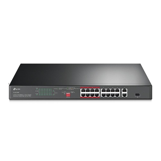Изображение TP-LINK 16-Port 10/100 Mbps + 2-Port Gigabit Rackmount PoE Switch with 16-Port PoE+