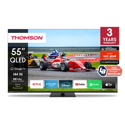 Attēls no TV Set|THOMSON|55"|4K/Smart|QLED|3840x2160|Wireless LAN|Bluetooth|Google TV|Black|55QG7C14
