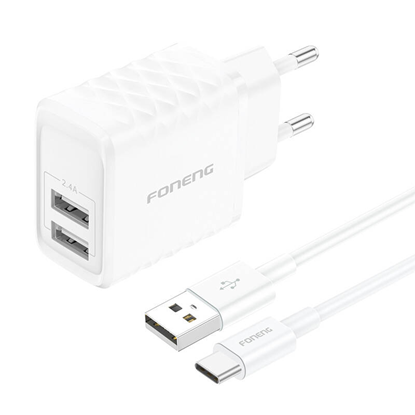 Attēls no adowarka Foneng adowarka sieciowa EU53 2xUSB-A, 2,4A (Biaa) + kabel USB-C