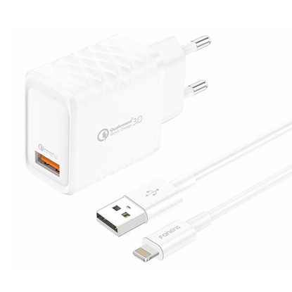 Attēls no adowarka Foneng adowarka sieciowa EU54 USB-A, 3A (Biaa) + kabel USB-A do Lightning