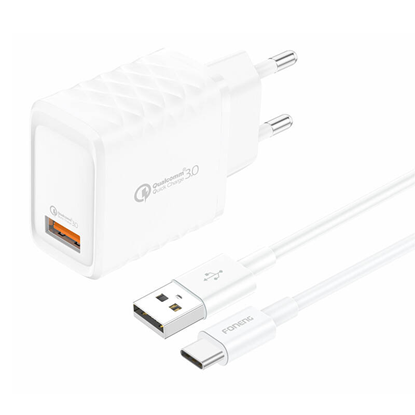 Attēls no adowarka Foneng adowarka sieciowa EU54 USB-A, 3A (Biaa) + kabel USB-A do USB-C