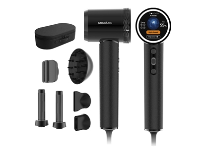 Picture of Cecotec Hair Dryer | DryGlam Waves i-Sensor Pro | 1600 W | Number of temperature settings 4 | Ionic function | Black | Diffuser nozzle